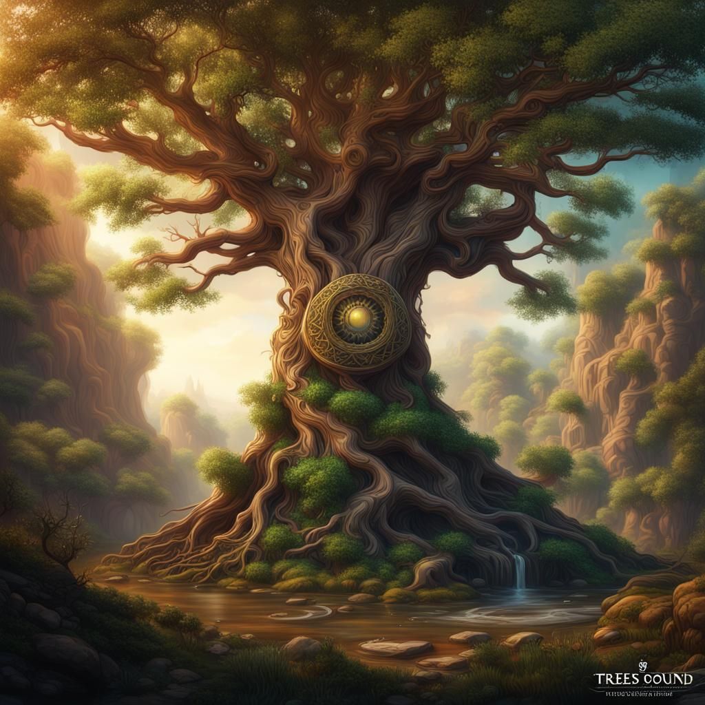 Detailed Fantasy Trees in Matte Painting Style