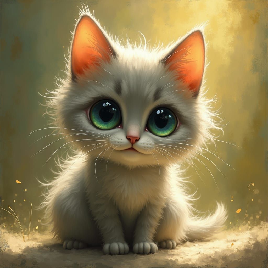 Ethereal Feline Portrait in Dreamy Impressionist Style