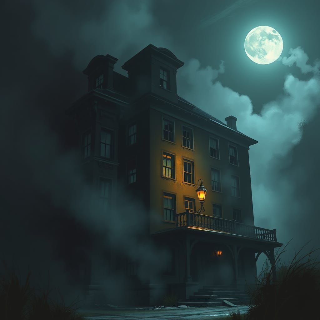 Sinister Abandoned Hotel Shrouded in Mist