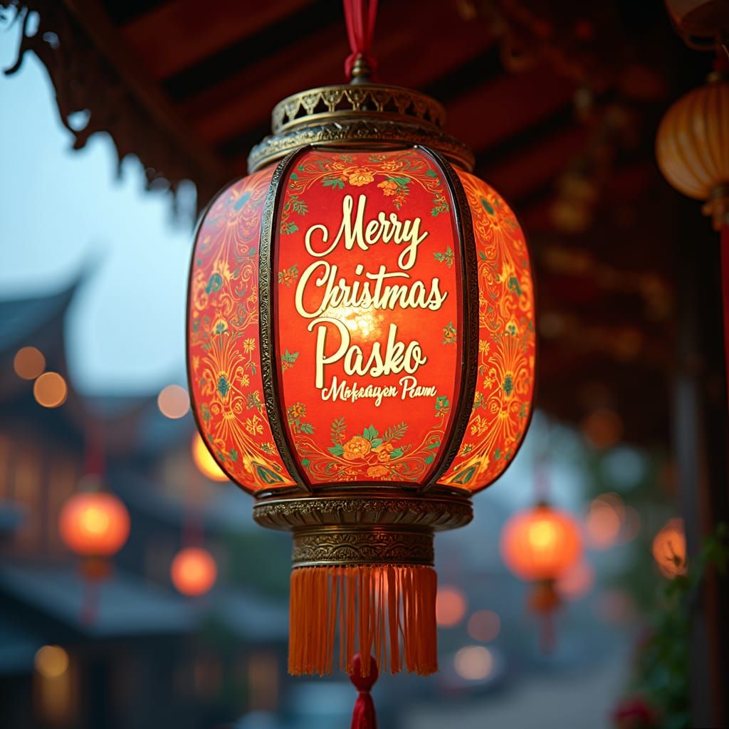 Festive Filipino Christmas Parol Lantern Art Nouveau Style