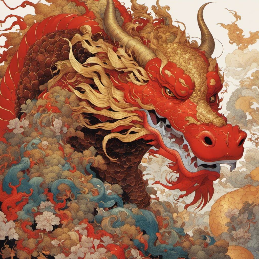 Ornate Chinese Dragon in Enchanted Land