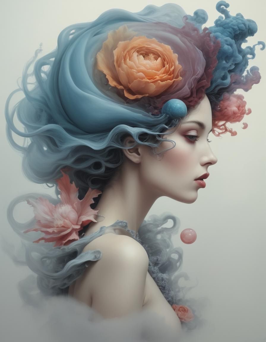 Beautiful Woman in Surreal Style