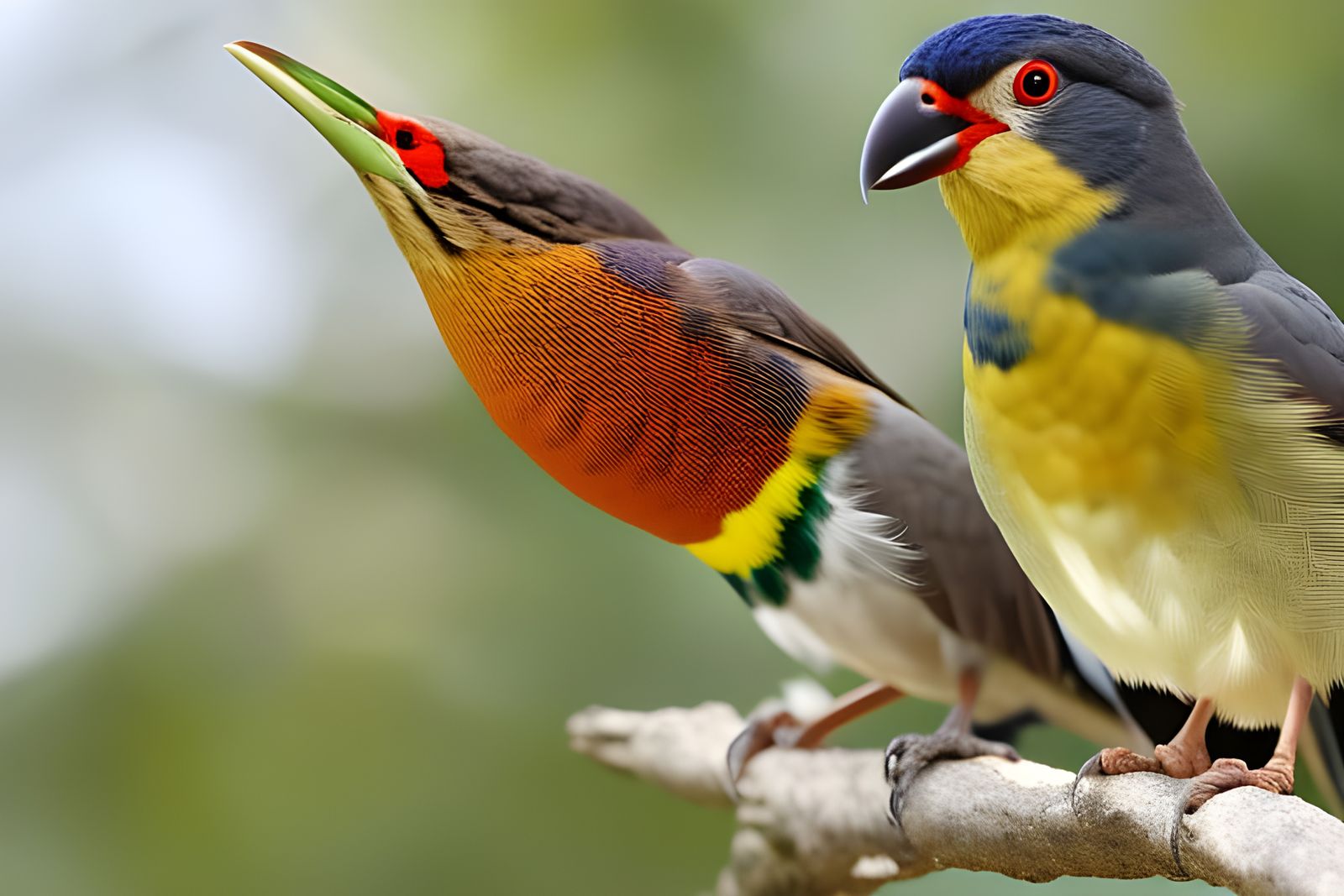 Cockatiels and Parrots in a Juicy Fruit Tree