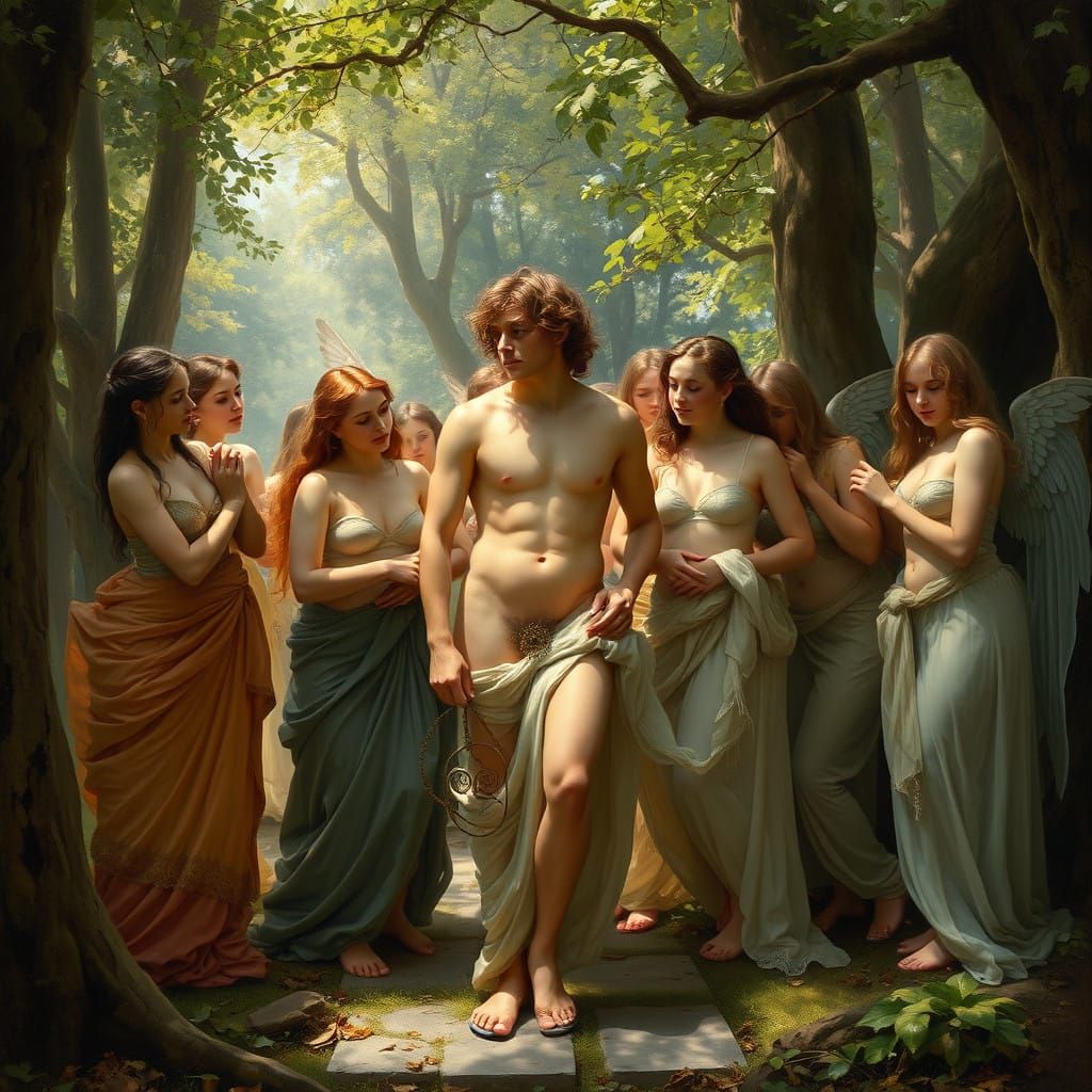 Ethereal Adonis in a Woodland Realm