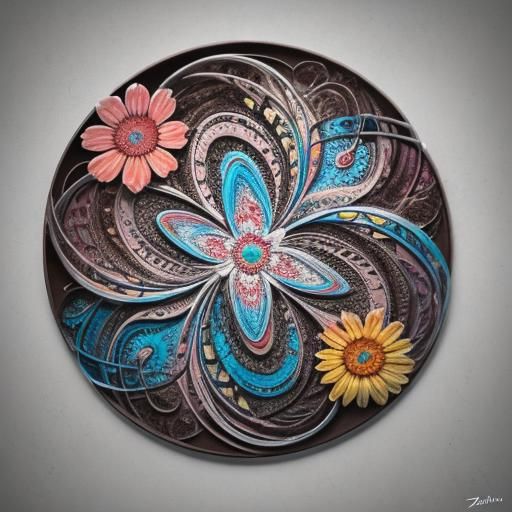 Picture perfect illustration of abstract chocolate painting with flowers in bloom, intricately detailed, colorful colors...
