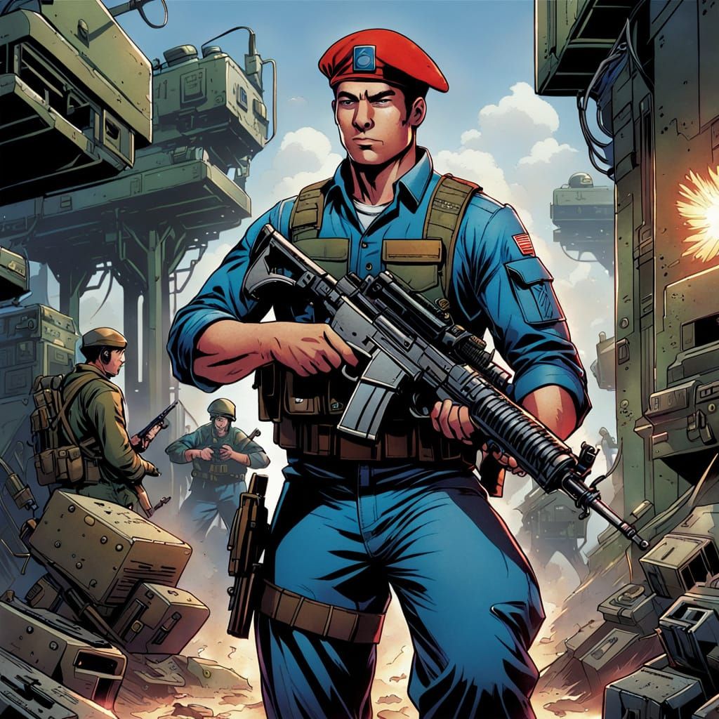 Israeli Soldier in Combat Gear, Cyberpunk Style