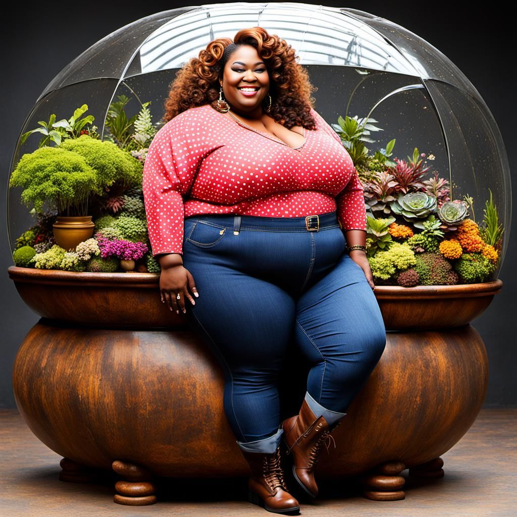 Beautiful Obese Woman in Elaborate Terrarium
