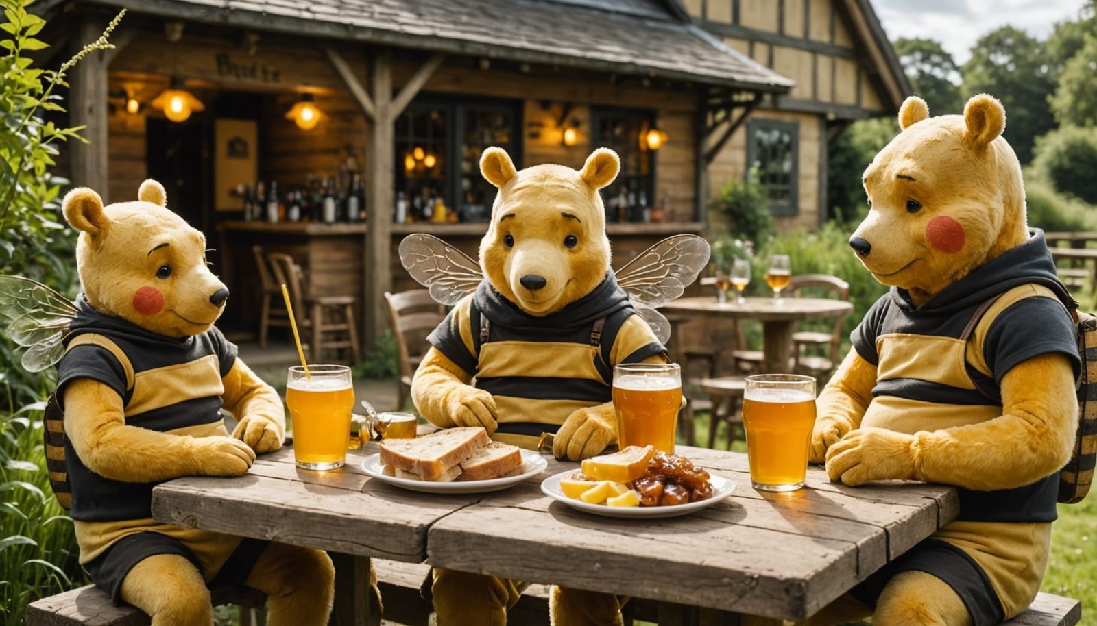 Bee Friends Enjoy Honey Beer in Winnie's Pub