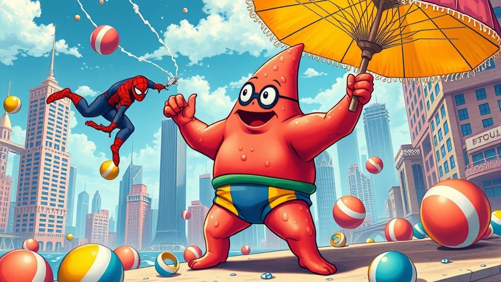 Surreal Underwater Wrestling Showdown in Vibrant Pop Art Sty...