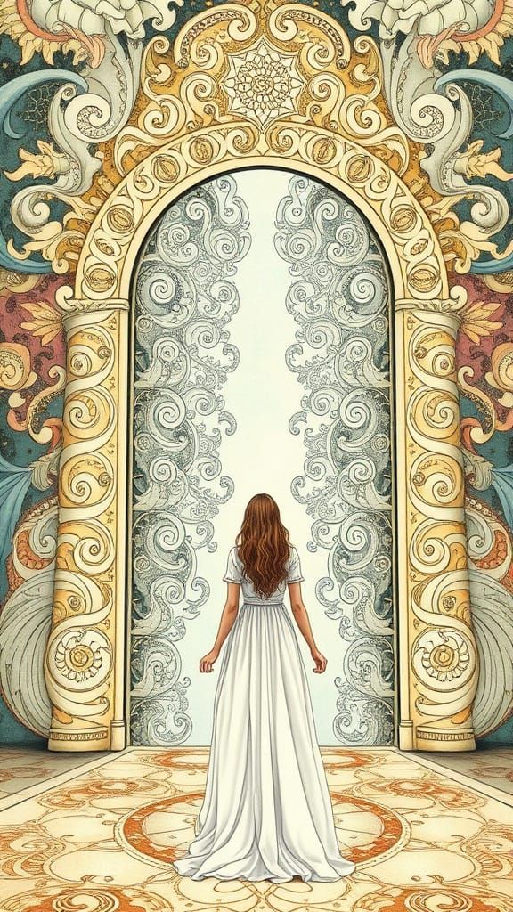 Ethereal Gates in Dreamlike Watercolor Style