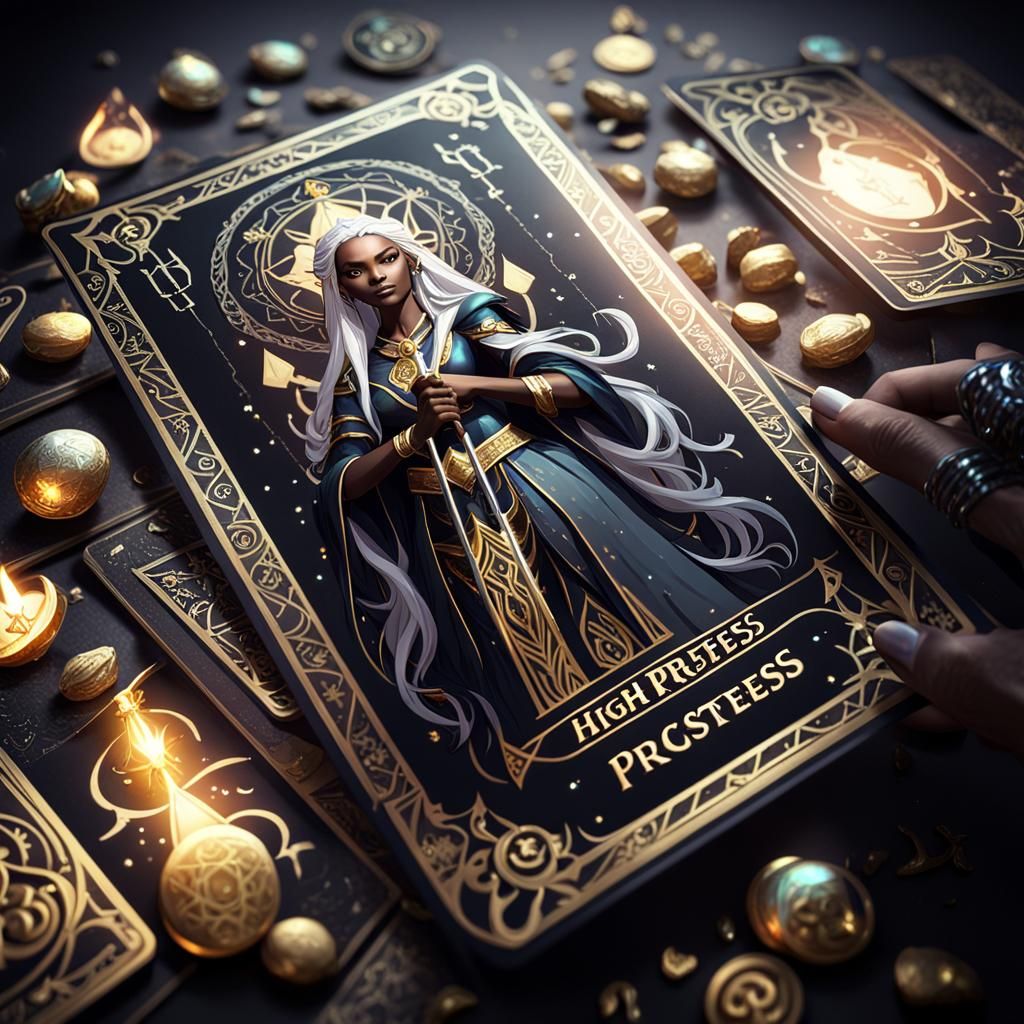 High Priestess Tarot Card in 3D Cinematic Style