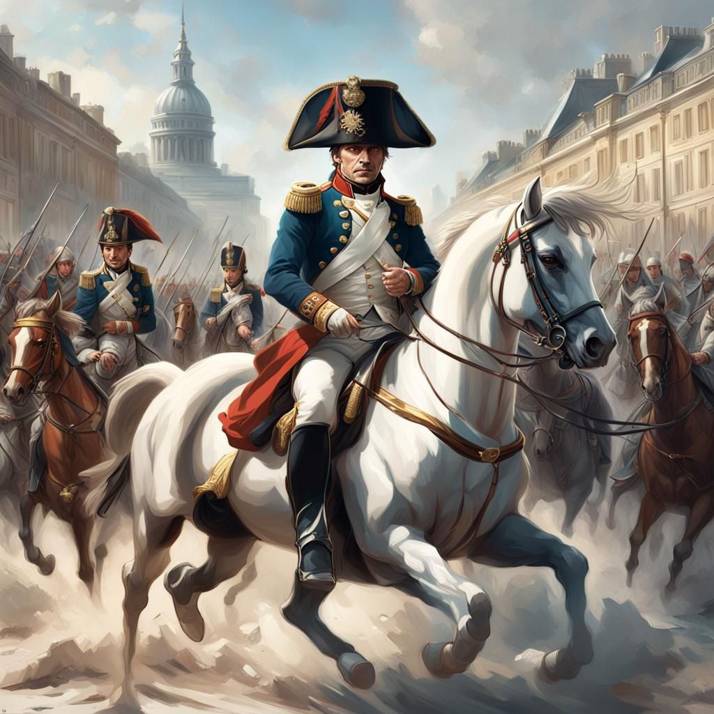 Napoleon Leading Charge: Hyperdetailed Portrait