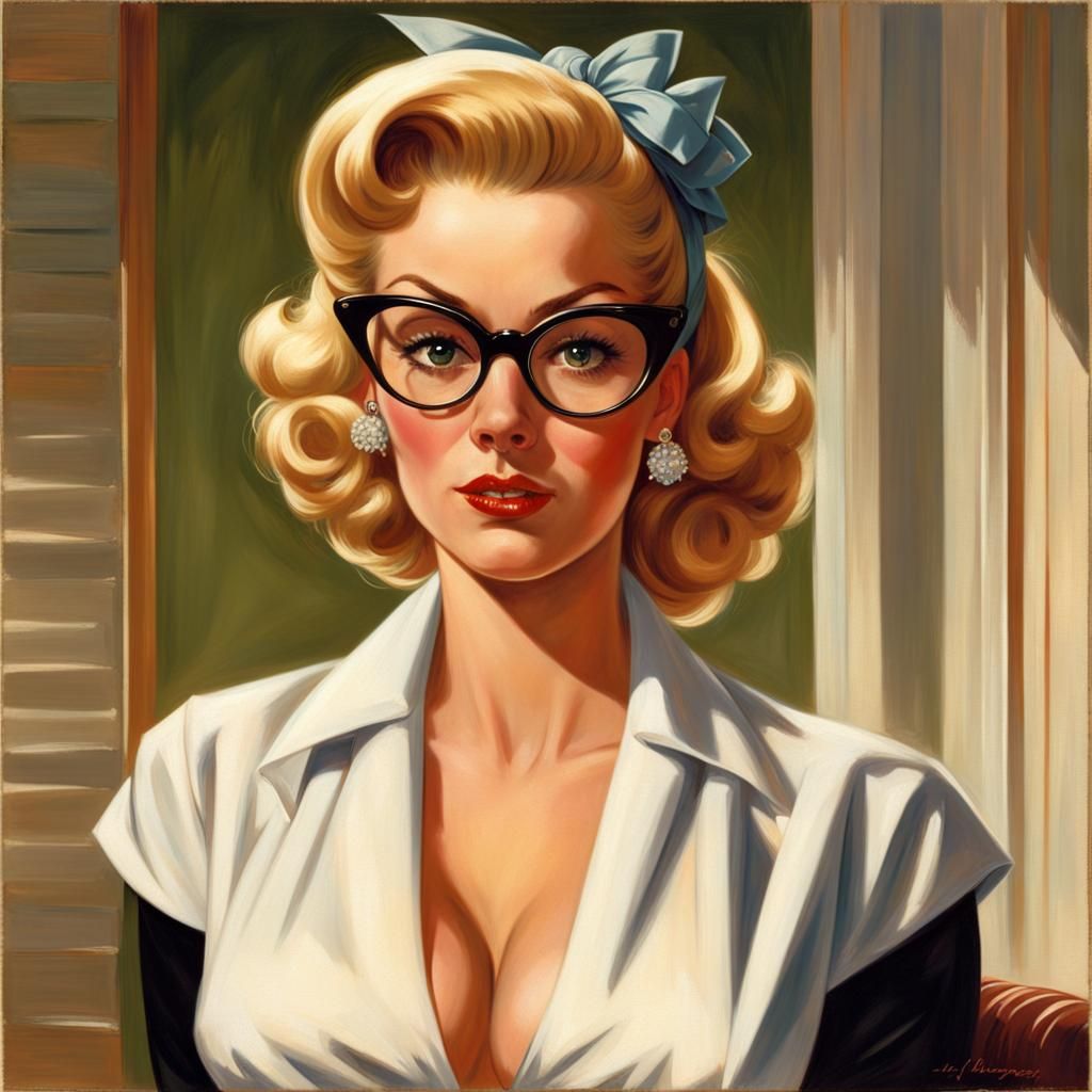 Glamorous Pin-Up in Art Deco Style