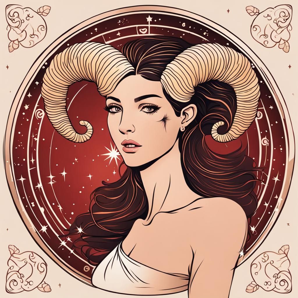 Aries Zodiac Sign Woman Digital Art