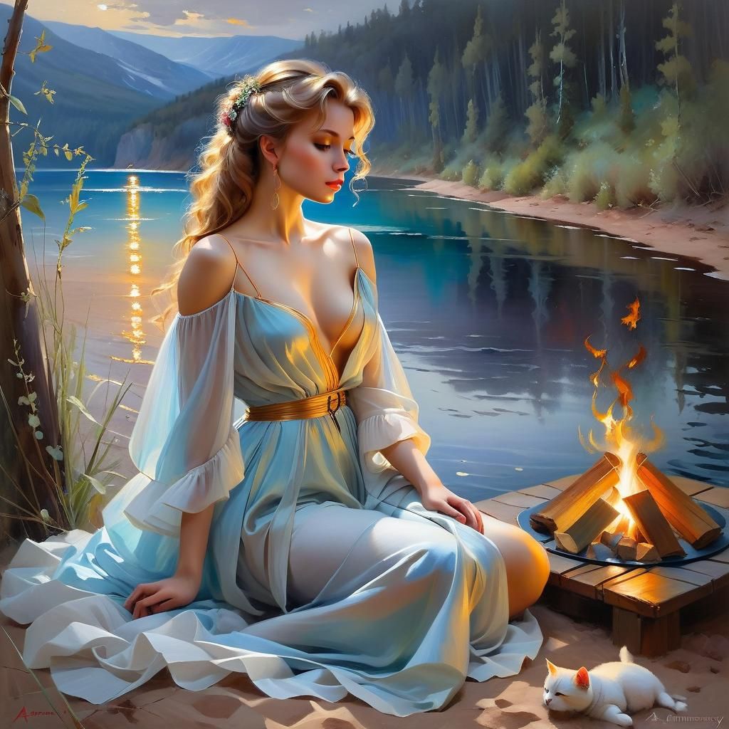 Campfire Scene in Romantic Academia Aesthetic