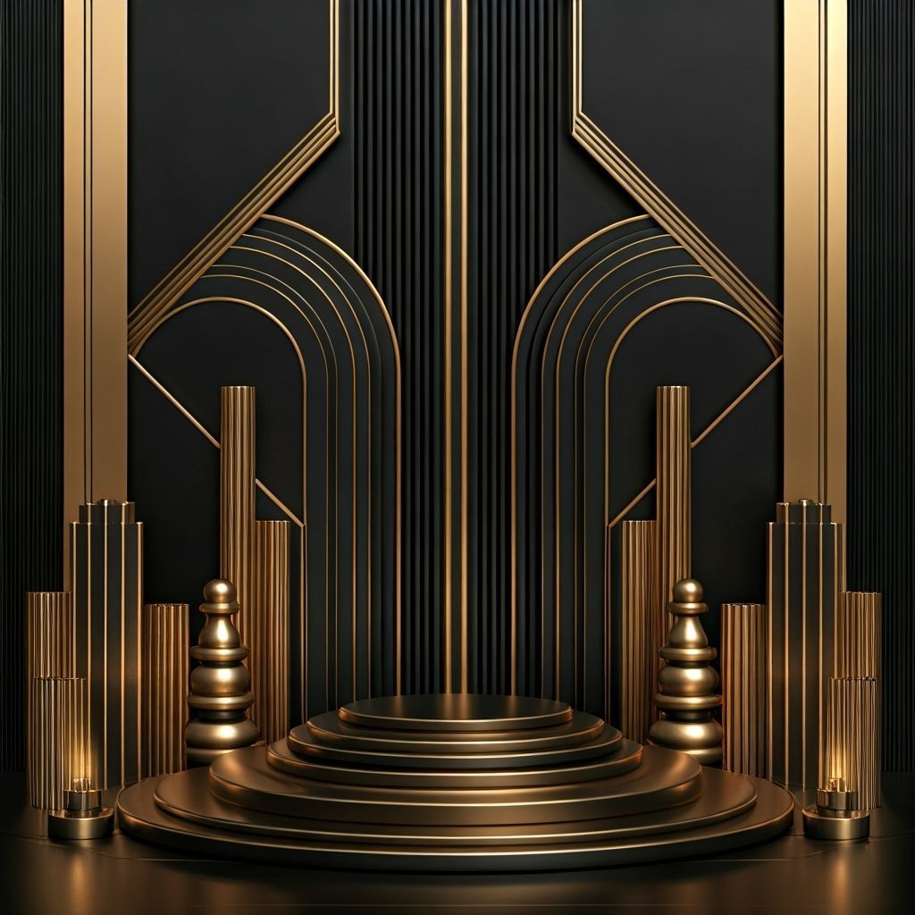 Luxurious Art Deco Composition with Gold and Black
