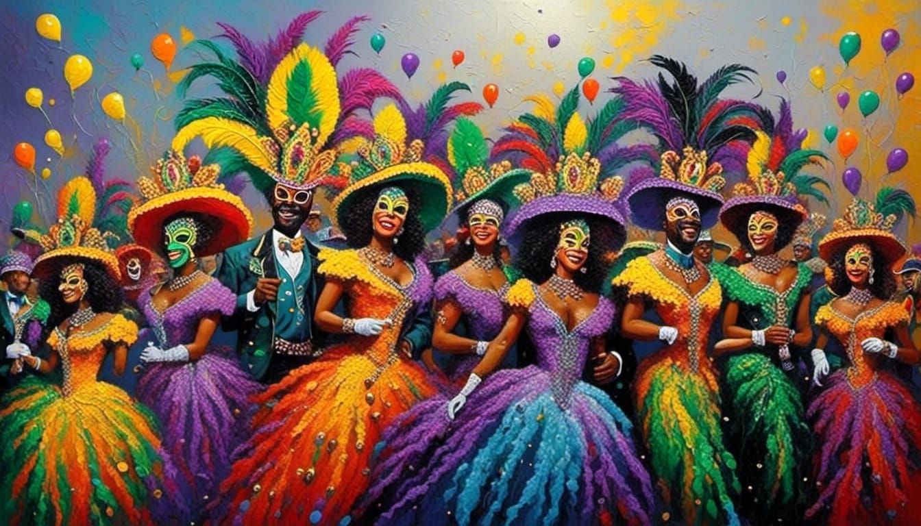 Mardi Gras Zydeco in Retro Hand-Drawn Style