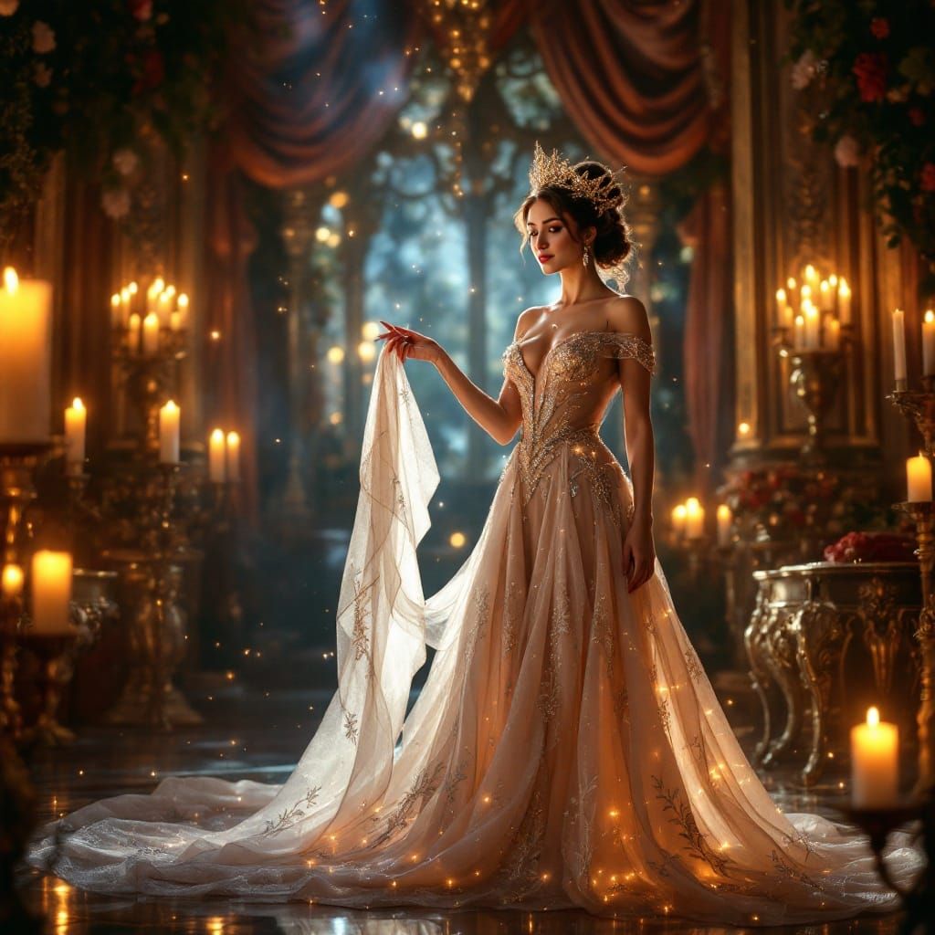 Magical Fairy Godmother in Enchanting Winter Ballroom
