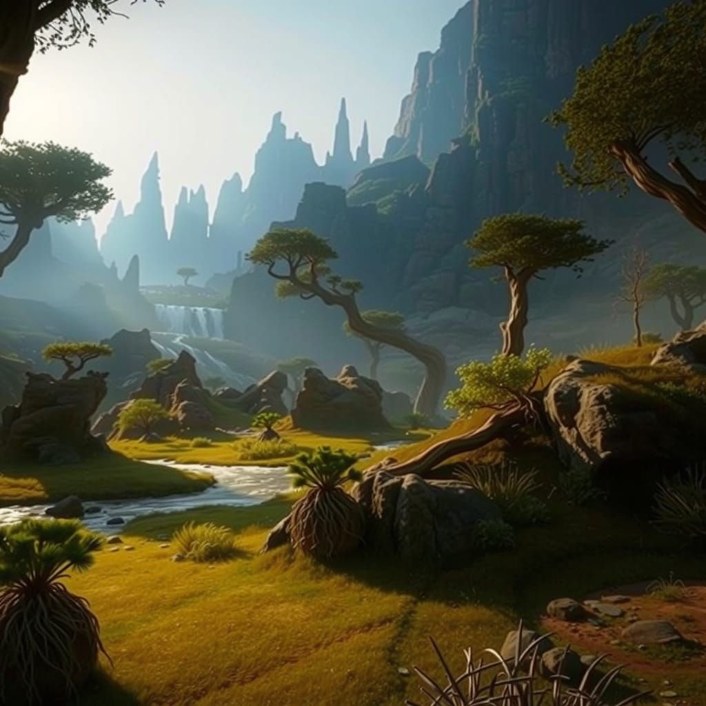 Epic Desert Taiga Landscape at Dawn