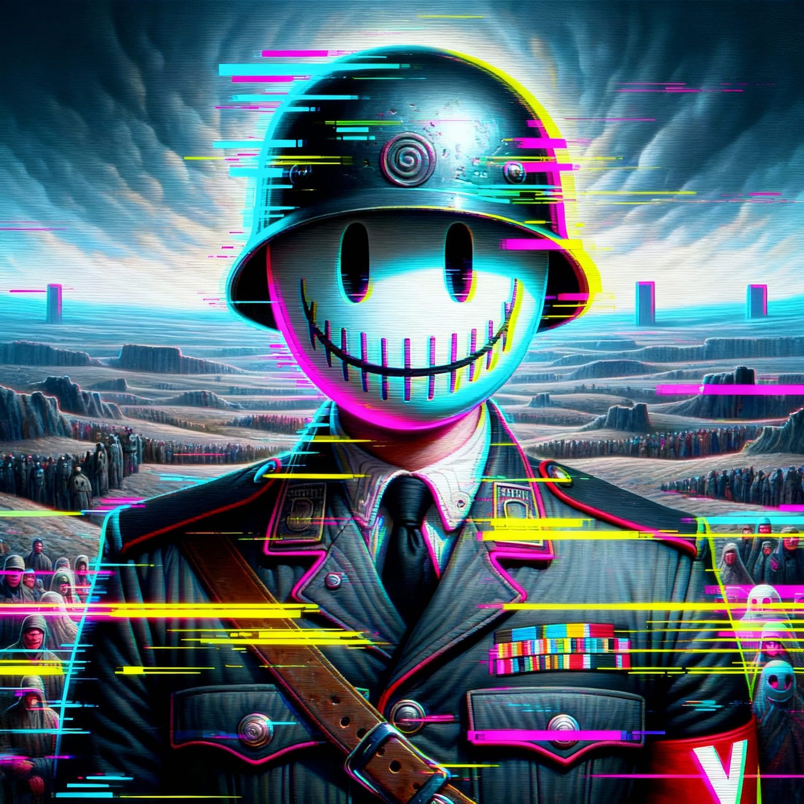 Glitching Soldier in Digital Art Style
