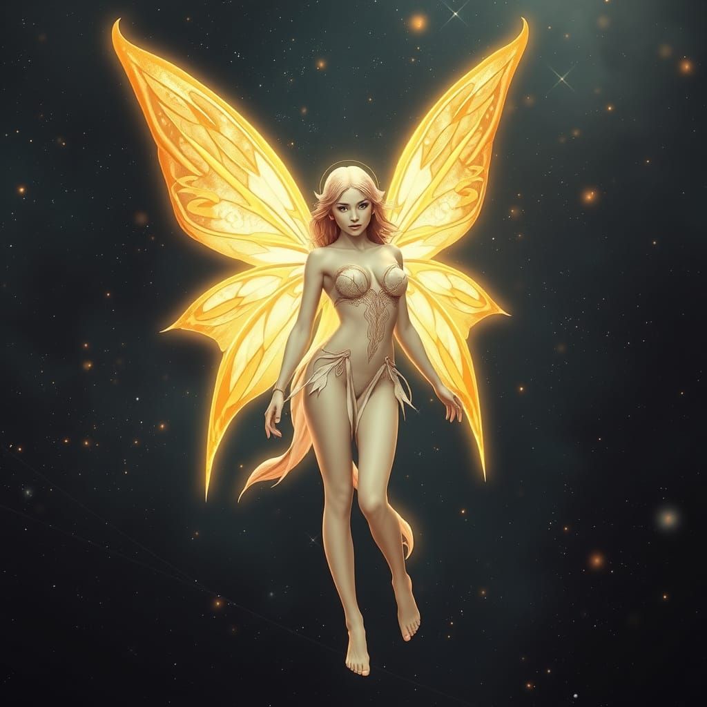 Alluring Celestial Fairy in Cosmic Universe