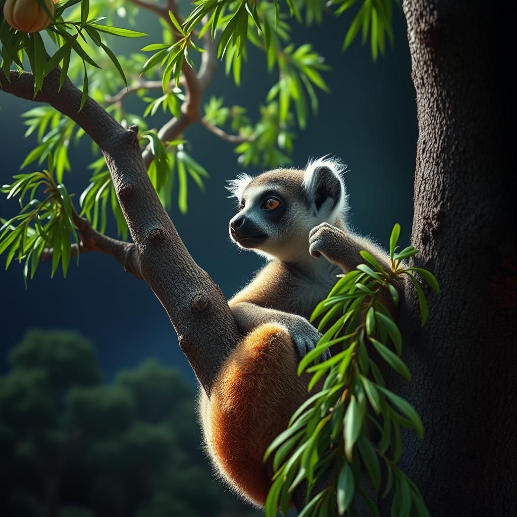 Close-up Portrait of a Lemur in Madagascar