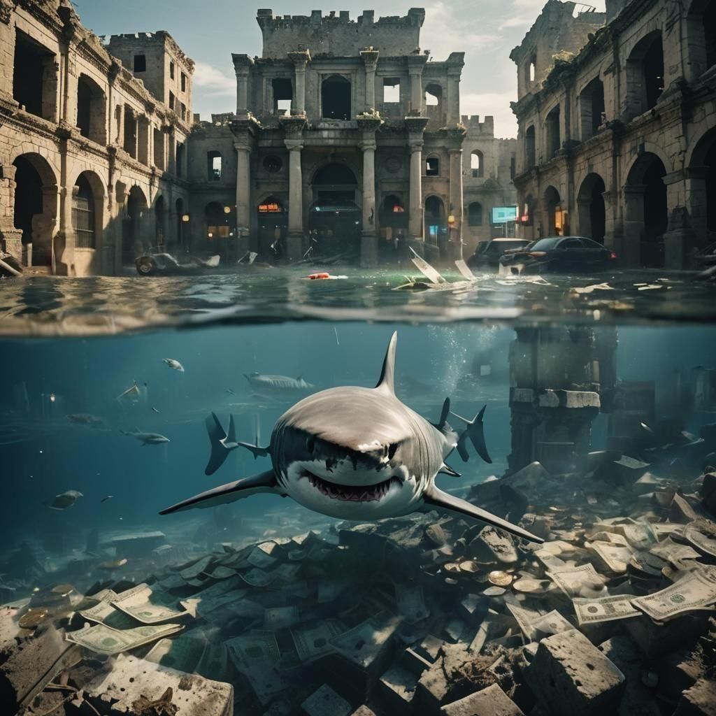 Shark City: A Cinematic Film Still