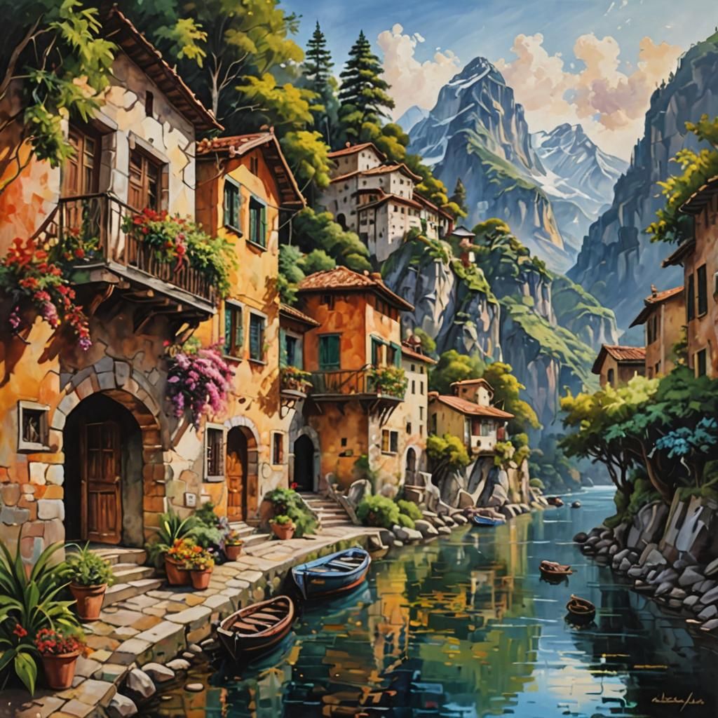 World's Most Beautiful Places as Oil Painting