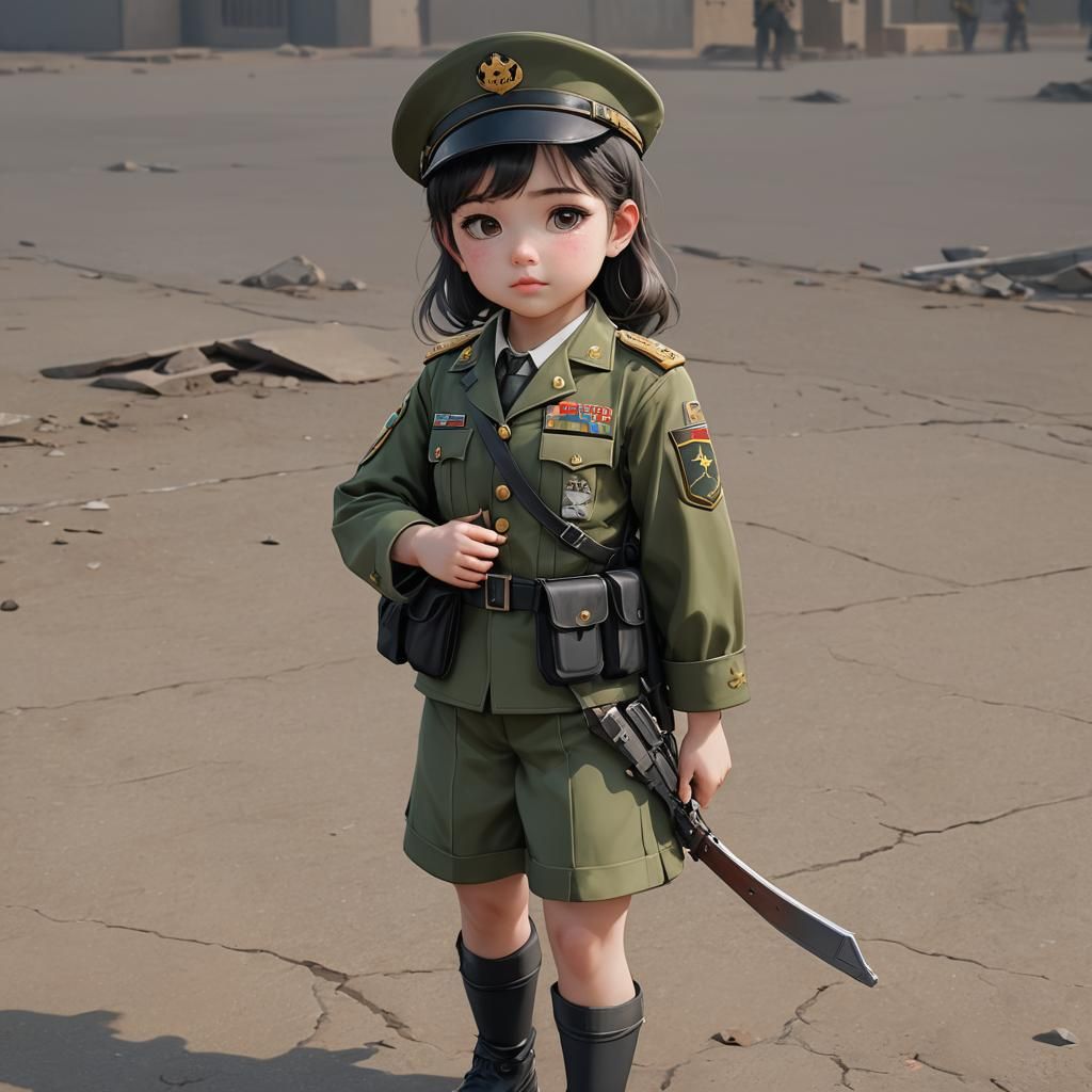 Pakistani Army Girl in Anime Style