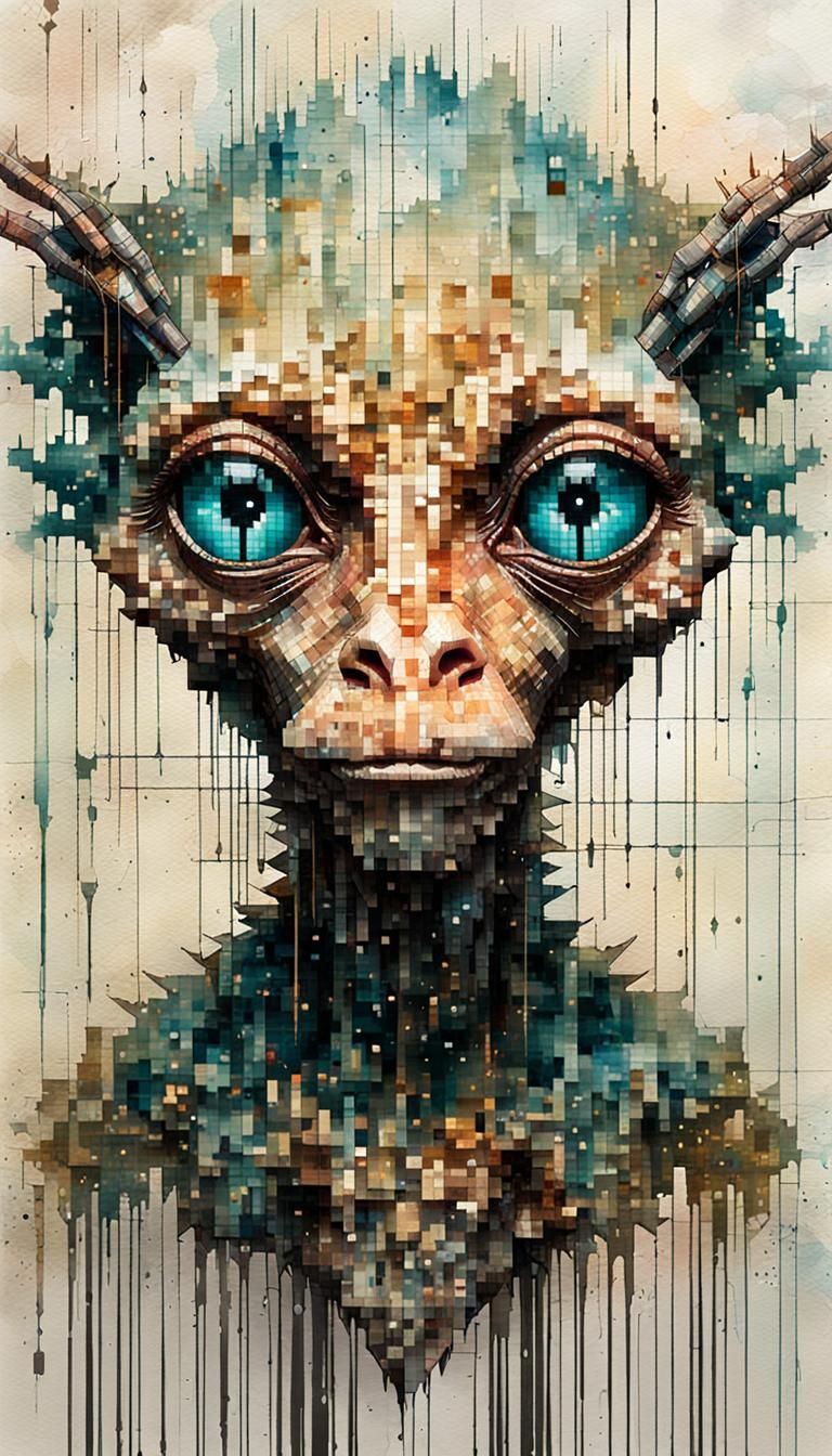 Alien Diplomat Portrait in Mixed Media Style