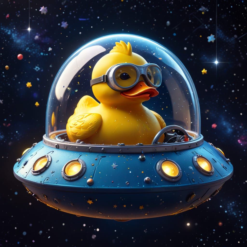 Surreal Spacecraft Adventure with Rubberduck Astronaut