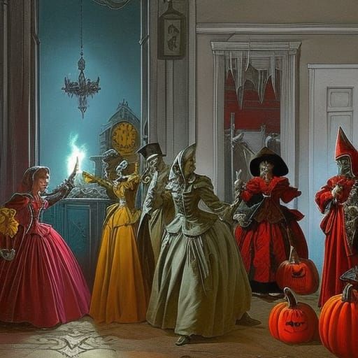 Horror Halloween Pumpkin Kitchen in Doré Style