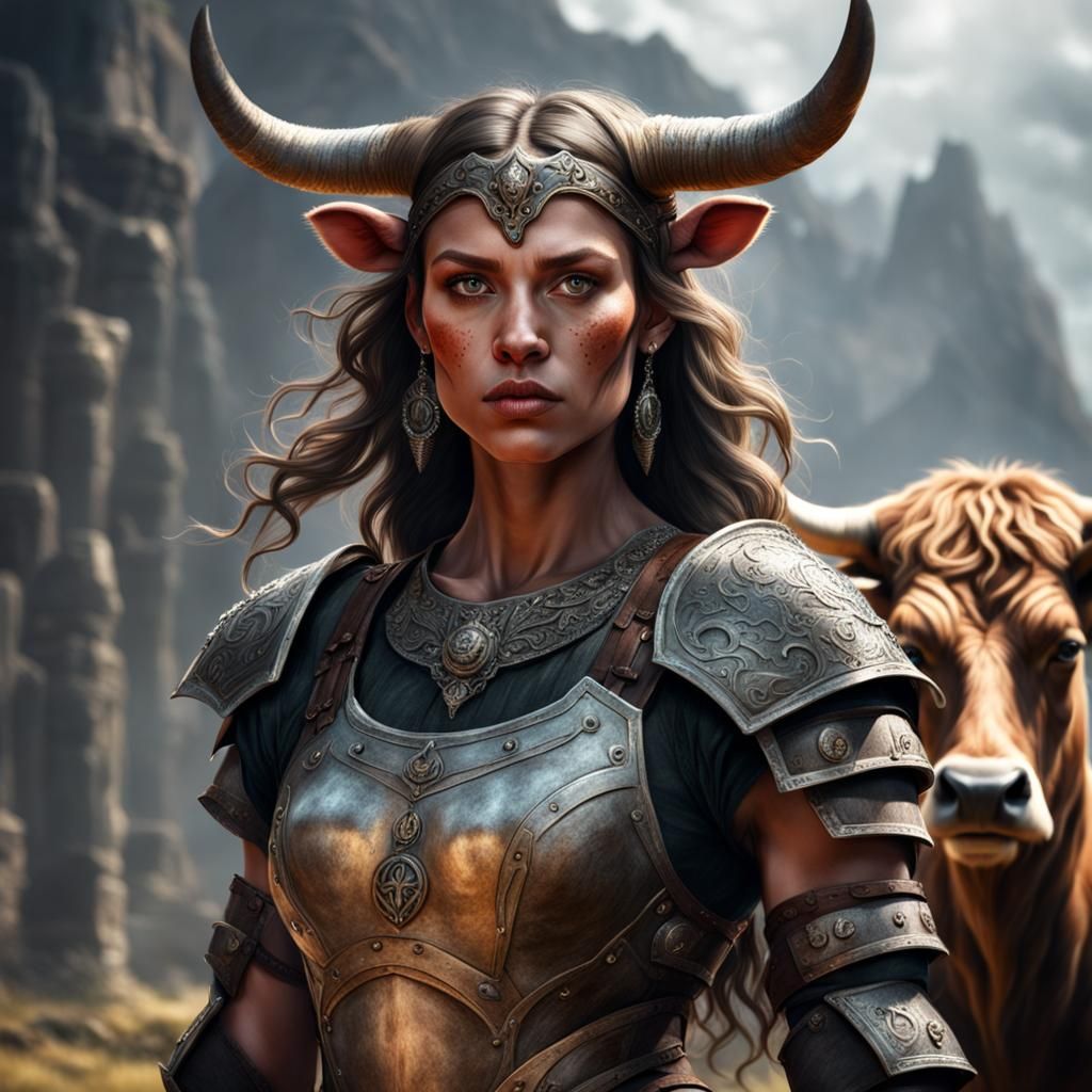 Portrait of minotaur woman