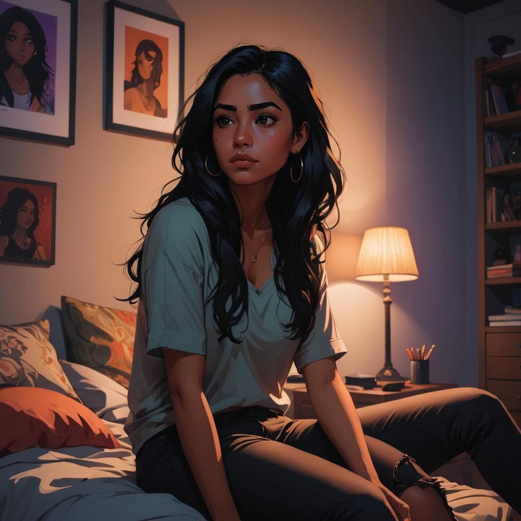 Webcomic Portrait of a Young Latina Woman