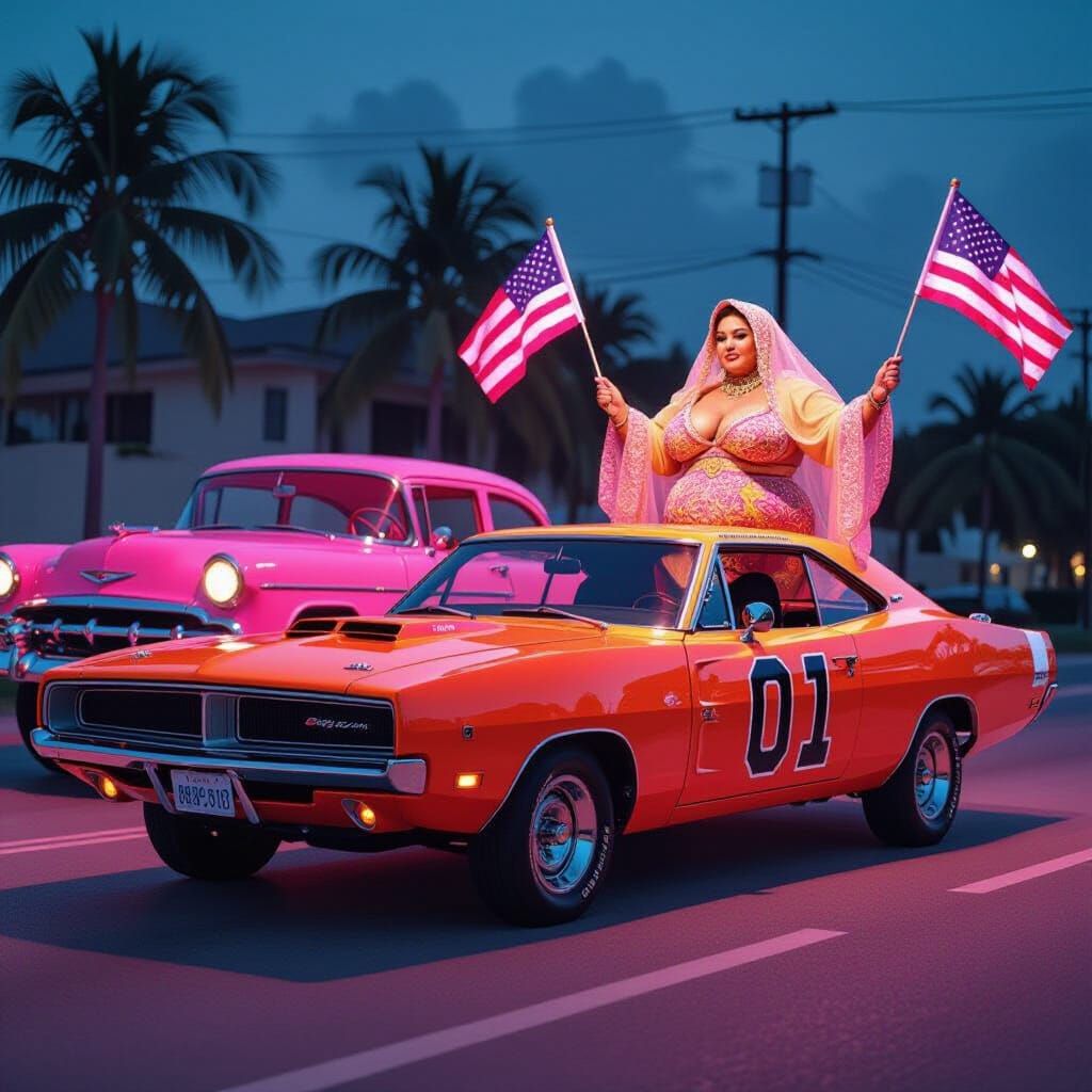 Neon Race: 1969 Dodge Charger vs 1957 Chevy