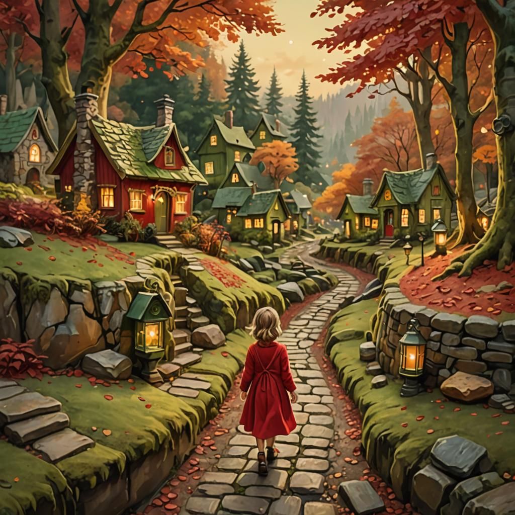 Whimsical Village Inside Paint Can: Digital Art