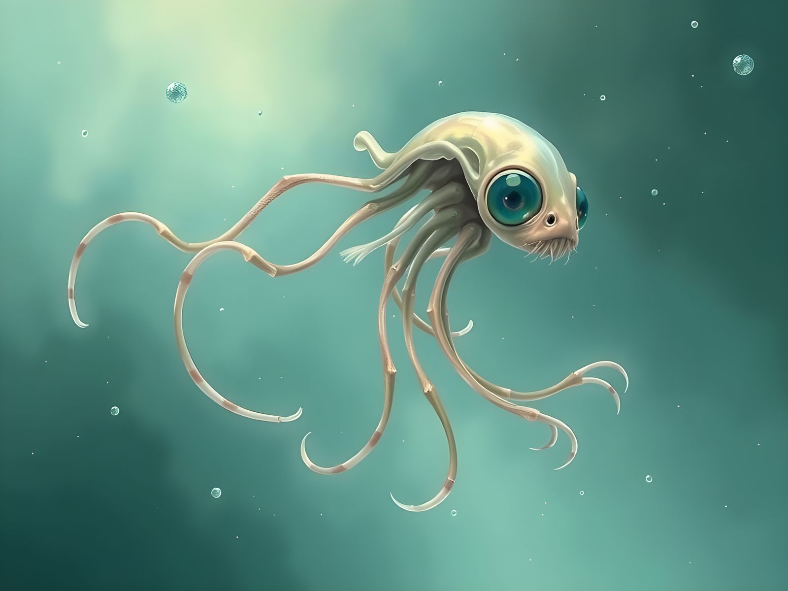 Surreal Whimsical Creature in Dreamlike Underwater World