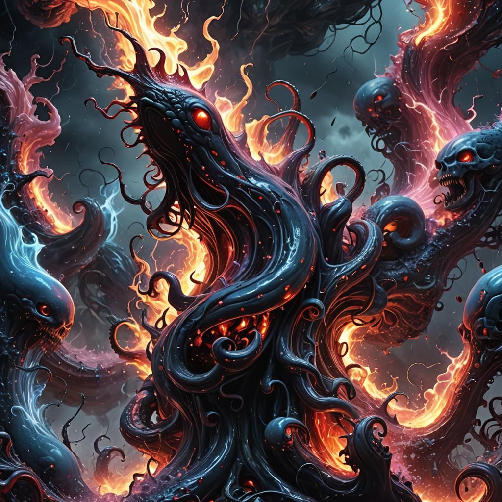 Demonic Slugs Erupting in a Molten Flood