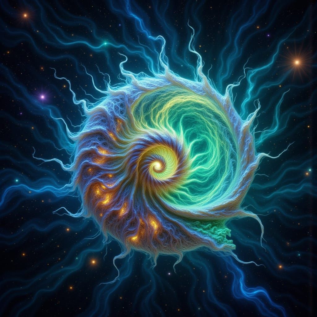 Ethereal Nautilus Shell in Surreal Bioluminescent Style
