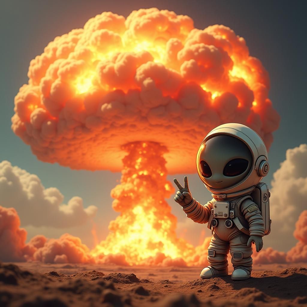 Atomic Explosion of Photos with Alien Photobomb