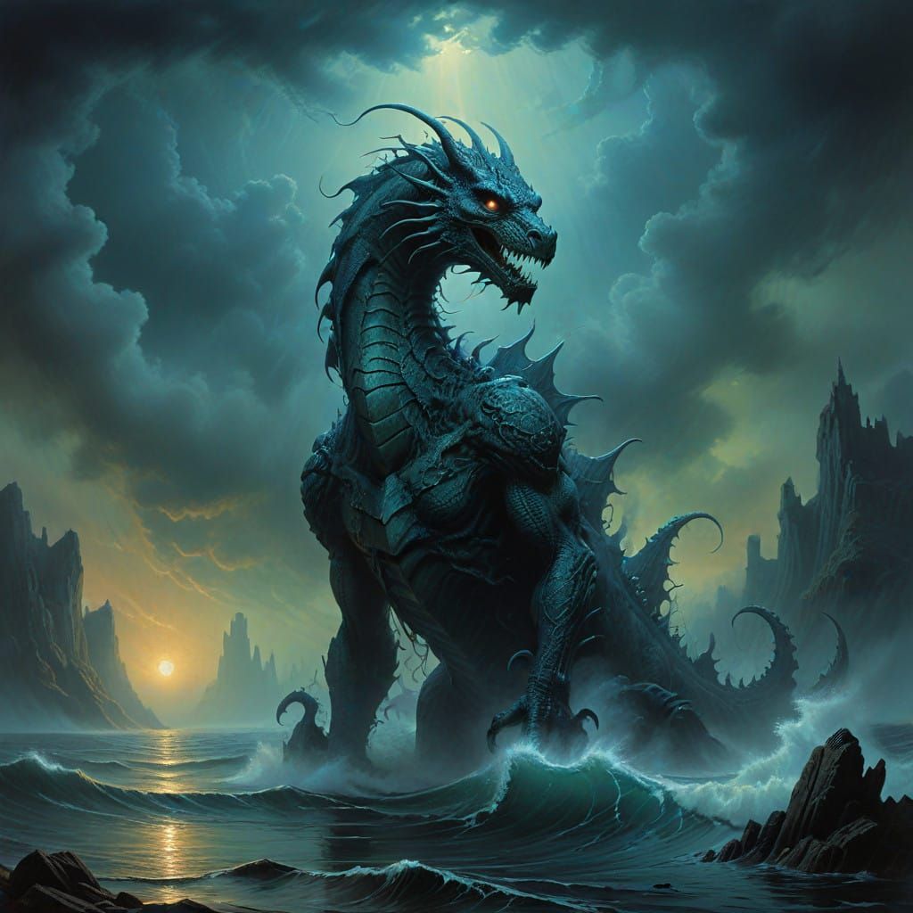Majestic Leviathan Rises from the Ocean Depths in Ethereal,....