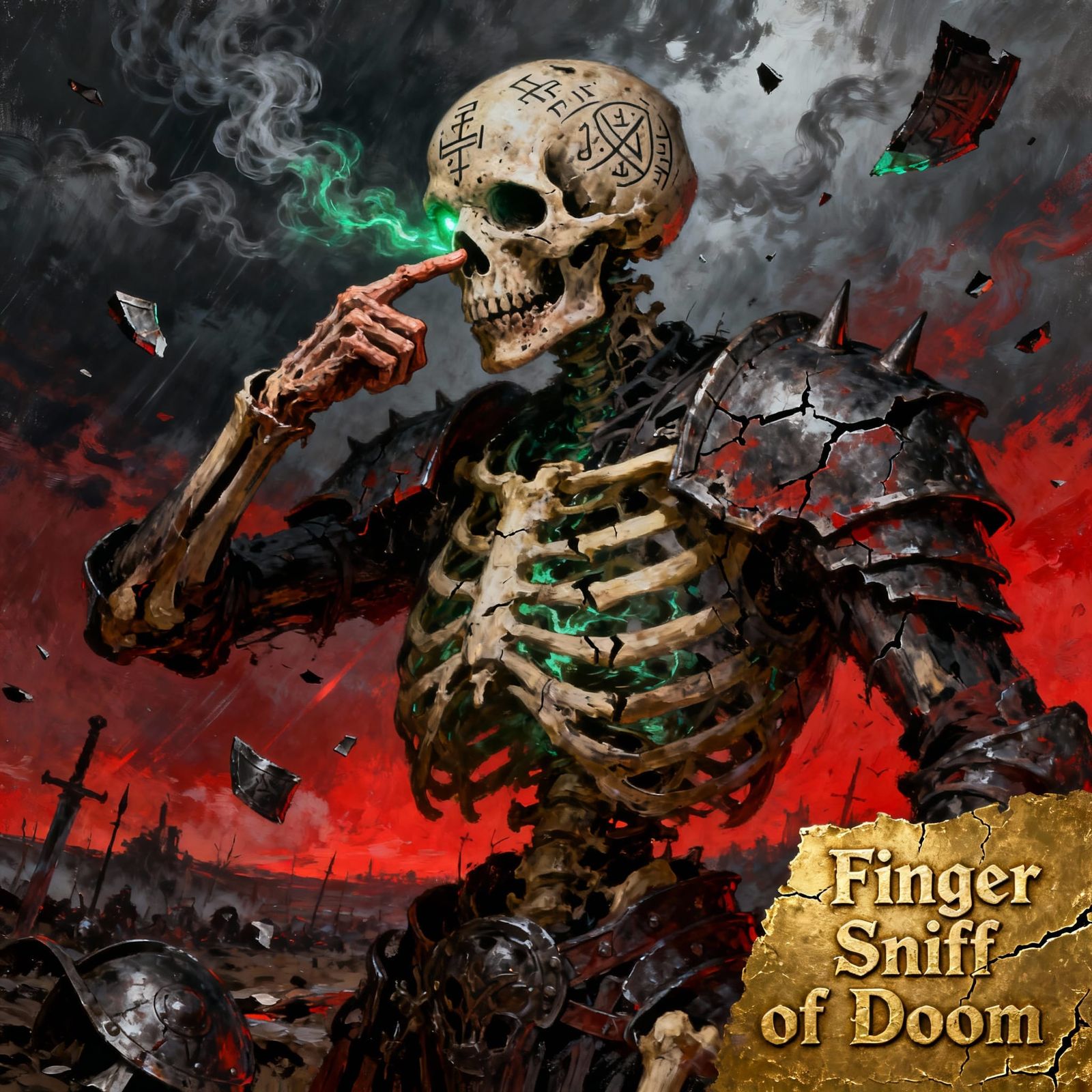 Epic Oil Painting of Skeleton Warrior in Dramatic Light