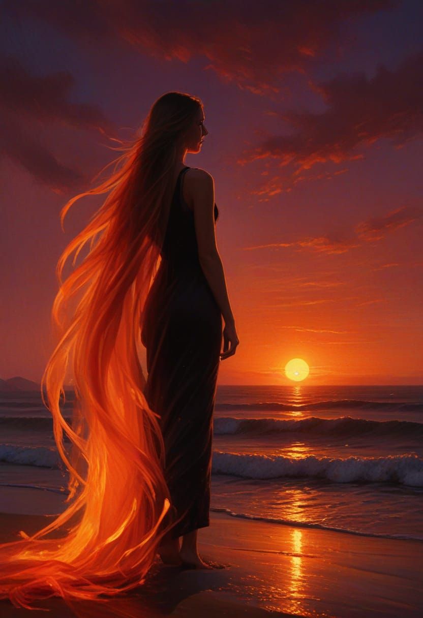 Person Holding Picture in Oil Painting Style