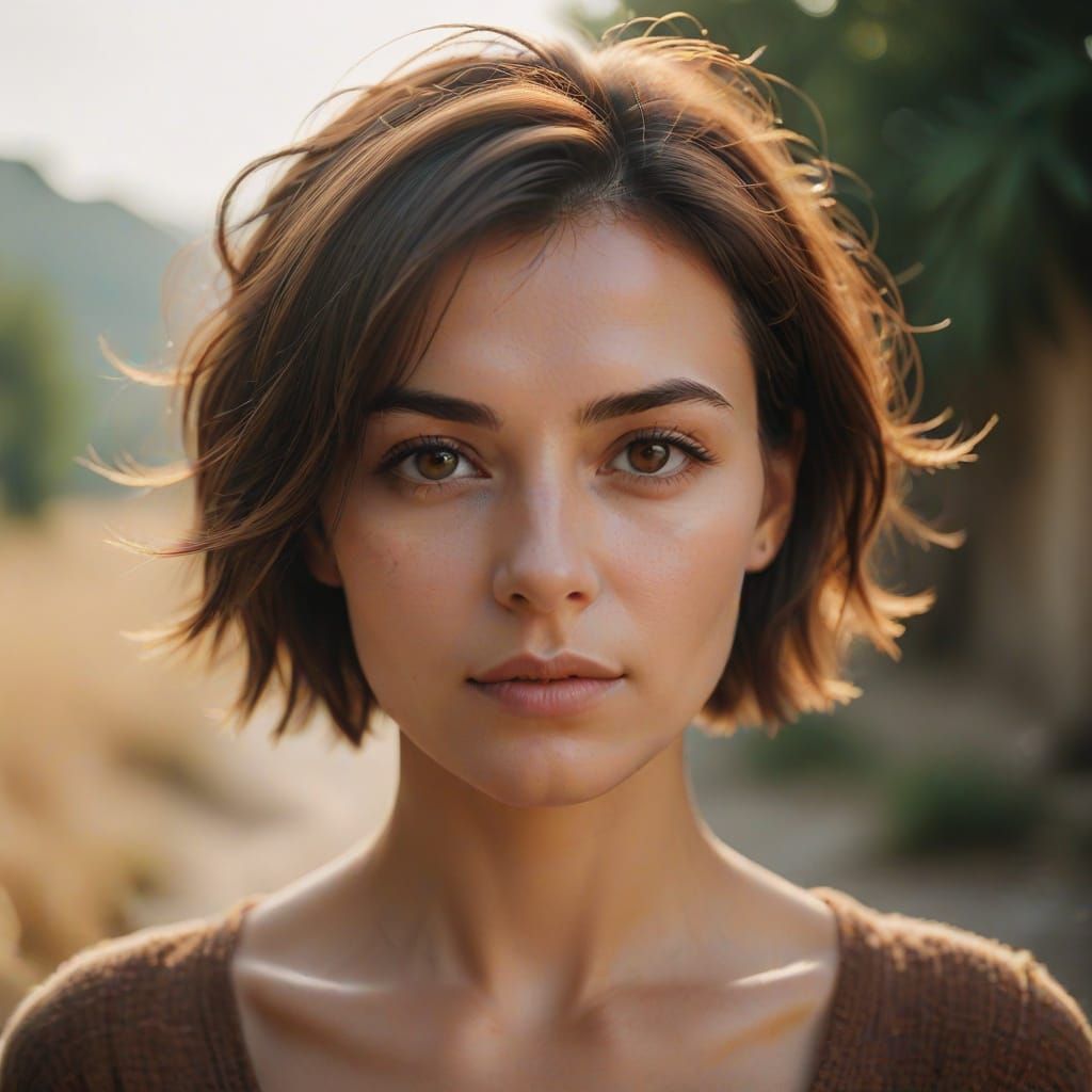 Portrait of a Short Brunette Croatian Woman