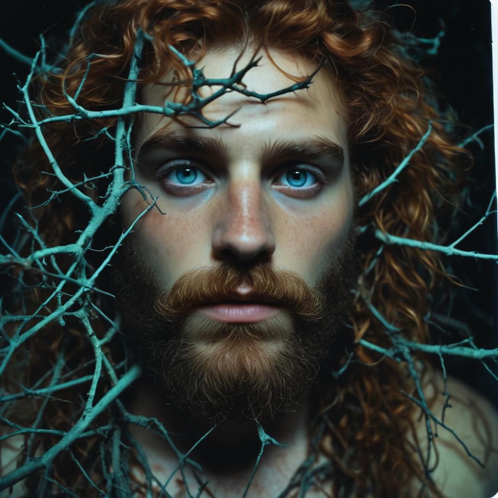 Vibrant Retro Polaroid of a Bearded Man