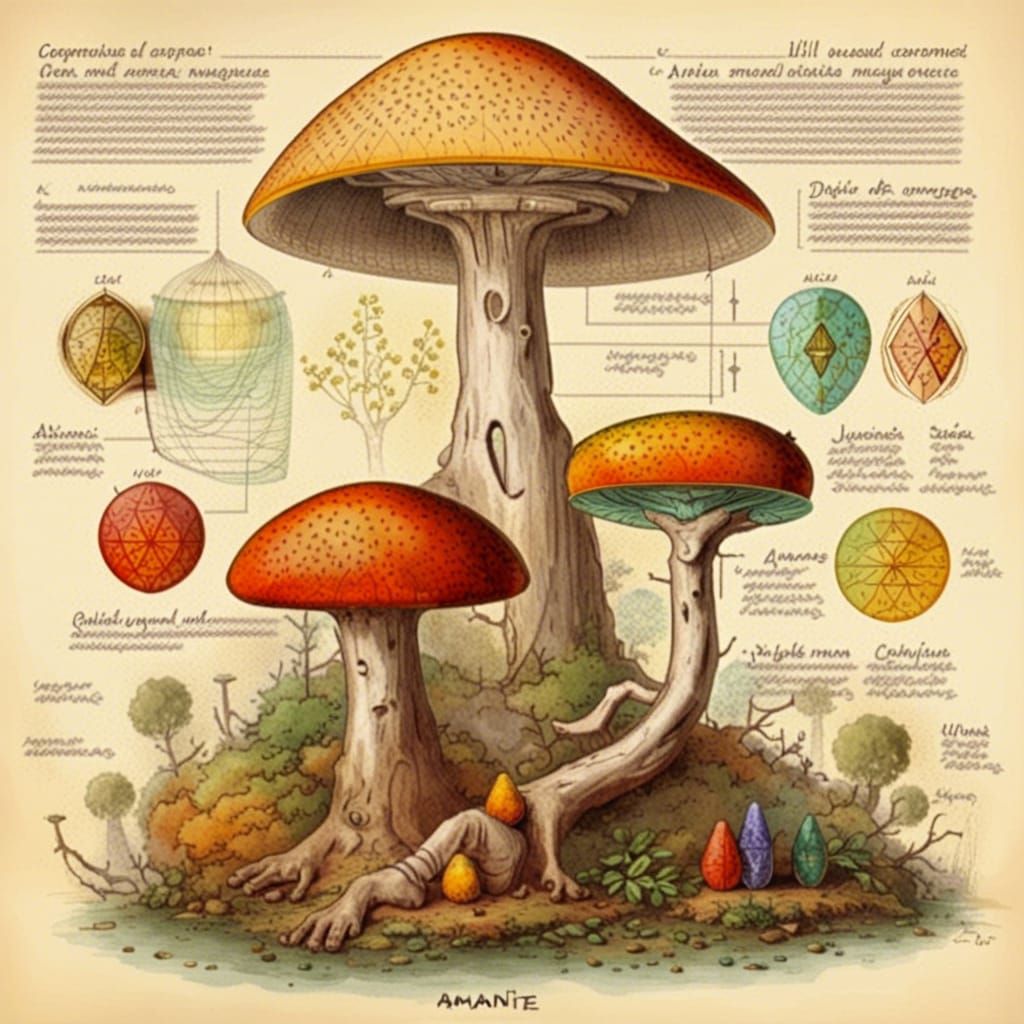 Death Cap Mushroom as Witch Ingredient Illustration