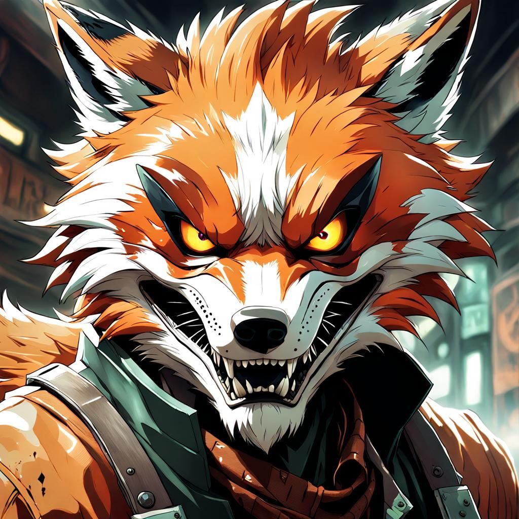 Animal Masked Figure in Digital Anime Style