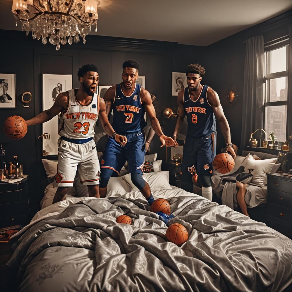 New York Knicks Party in Luxurious Bedroom