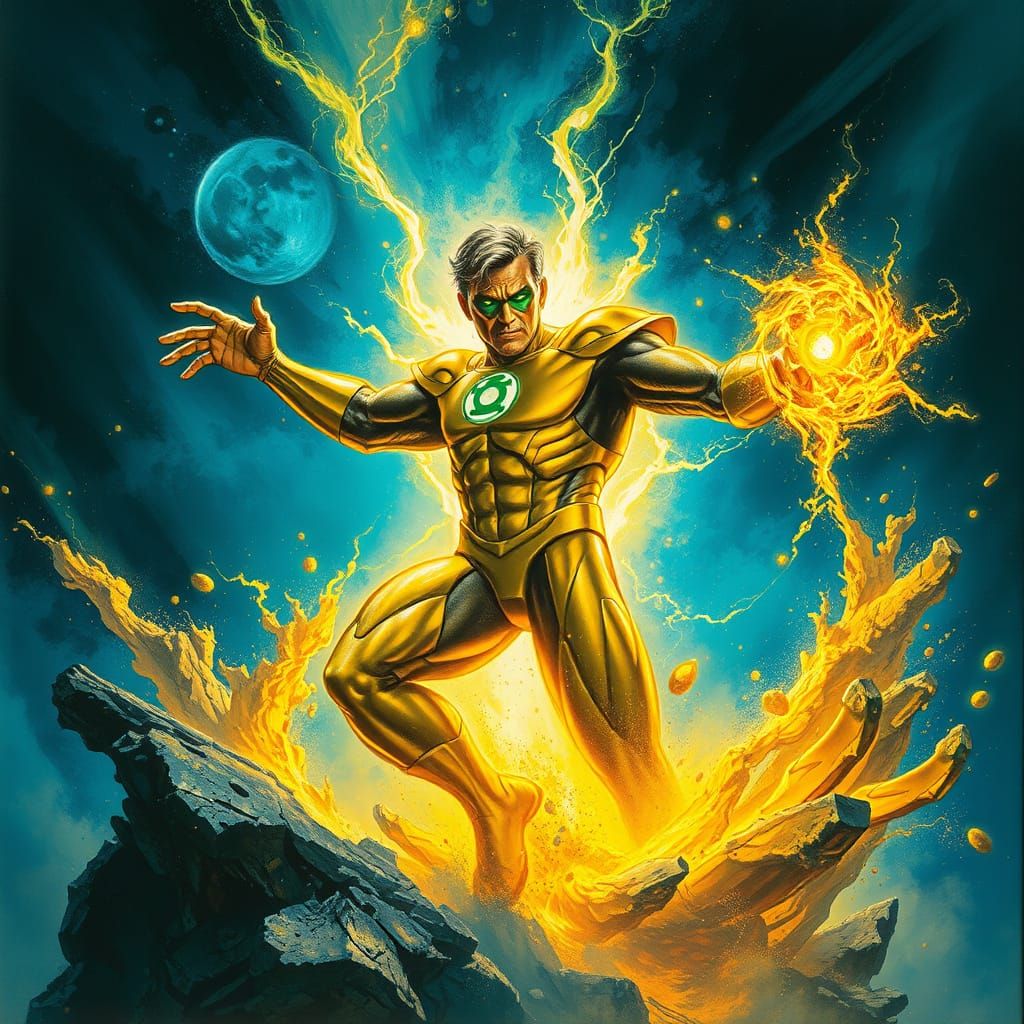 Gold Green Lantern Forms from Cosmic Dust in Epic Fantasy St...