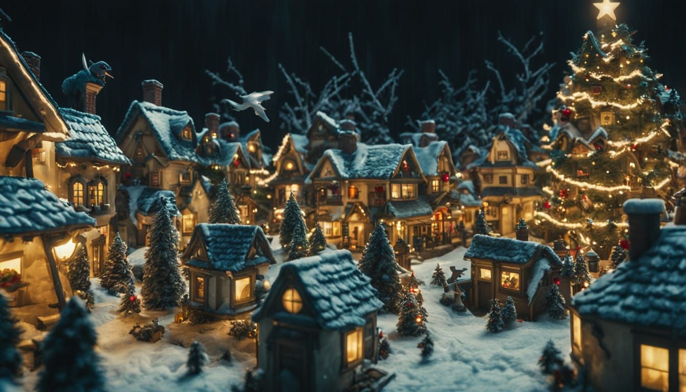 Christmas Village Attacked by Mischievous Gremlins in a Cine...